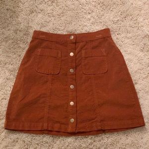 Urban outfitters mini tan button up skirt suede